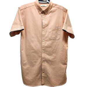 Jack&Jones Premium Men's Cotton Short-Sleeve Button-Down Shirt L Peach/colar